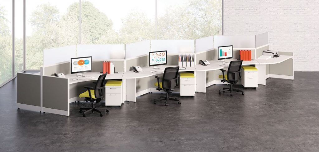 HON White Zig Zag Desks